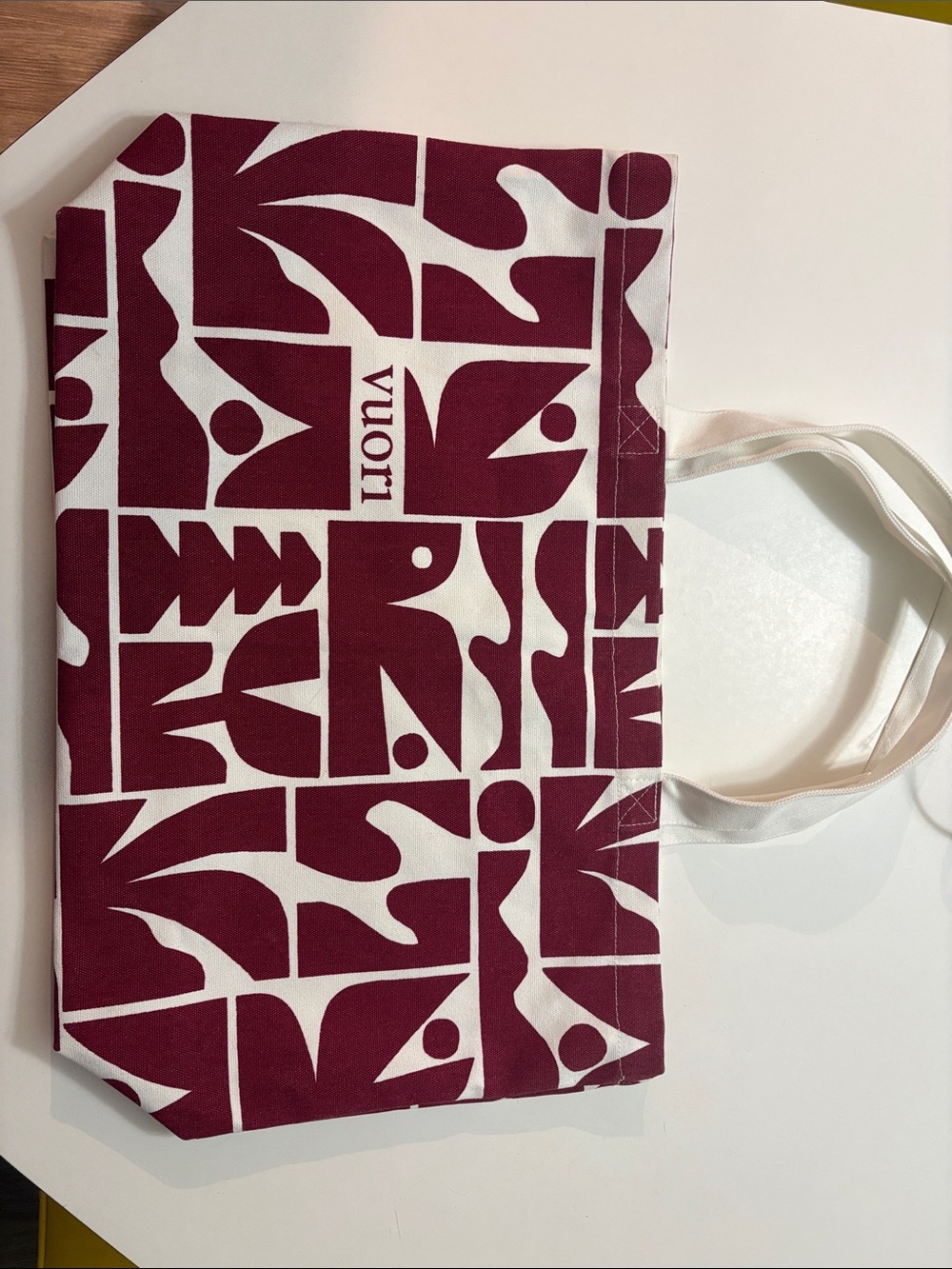 Maroon & White Patterned Tote Bag